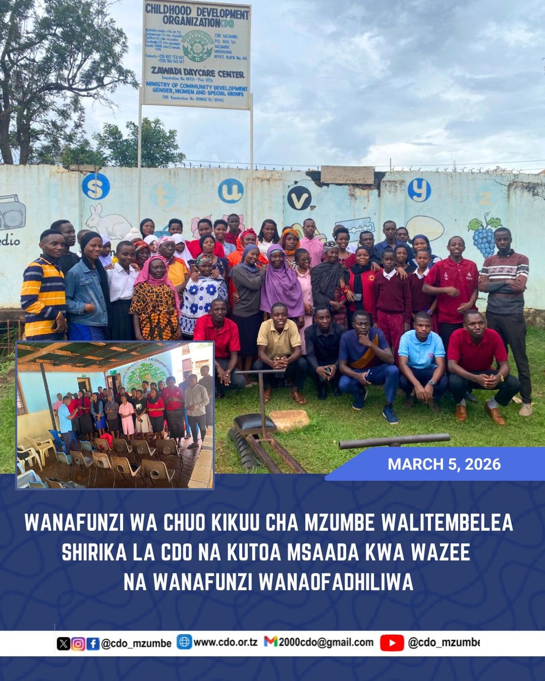 Students from Mzumbe University Visit CDO and Donate Essential Items to Elderly Beneficiaries and Sponsored Students